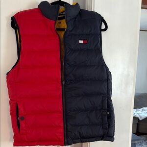 Tommy Hilfiger Men's Red and Blue (reverseable yellow) hard to find Puffer Vest